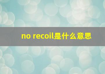 no recoil是什么意思